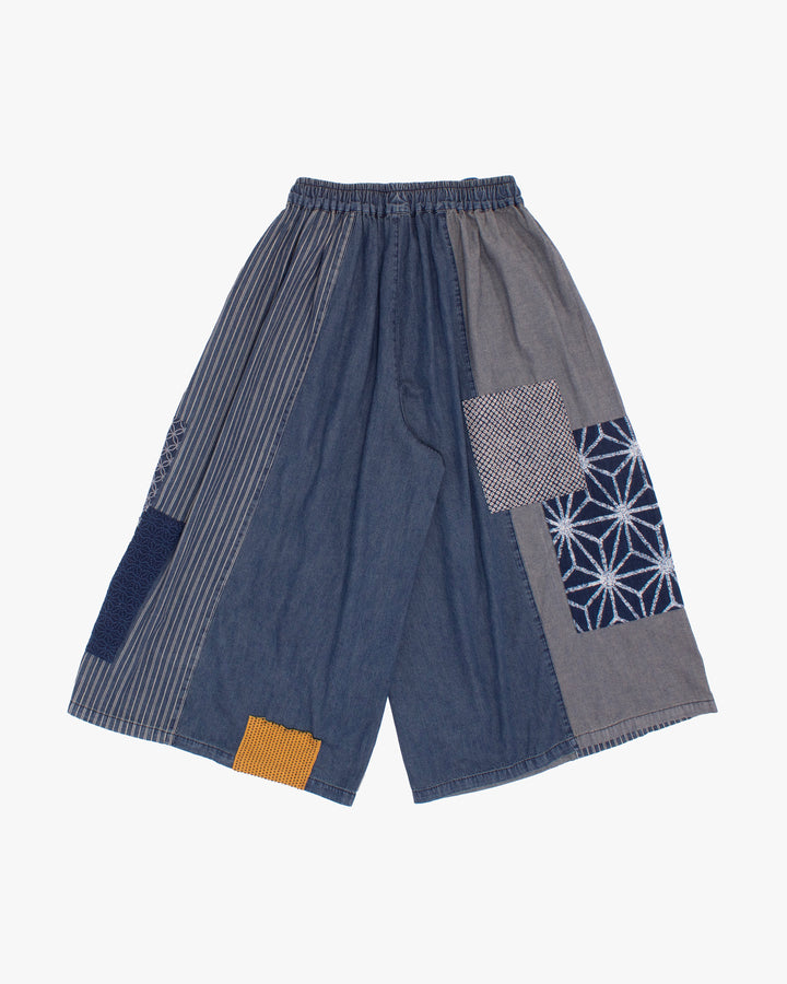 Kiriko Custom Wide Leg Pants, Vintage Wash Patched