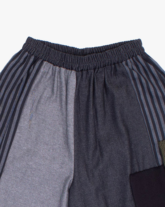 Kiriko Custom Wide Leg Pants, Black and Charcoal Patched, Ver 2