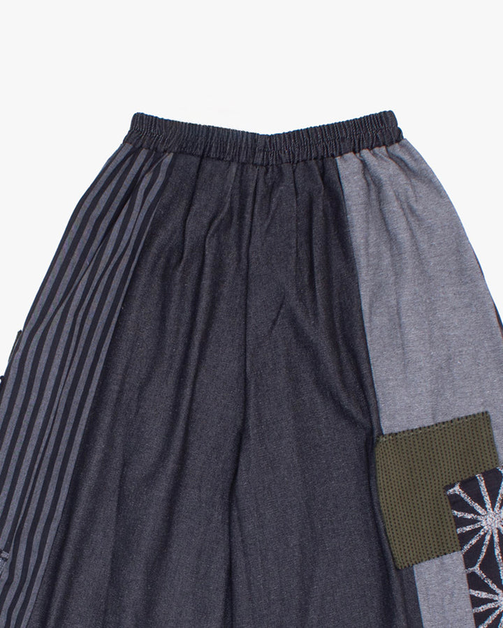 Kiriko Custom Wide Leg Pants, Black and Charcoal Patched, Ver 2