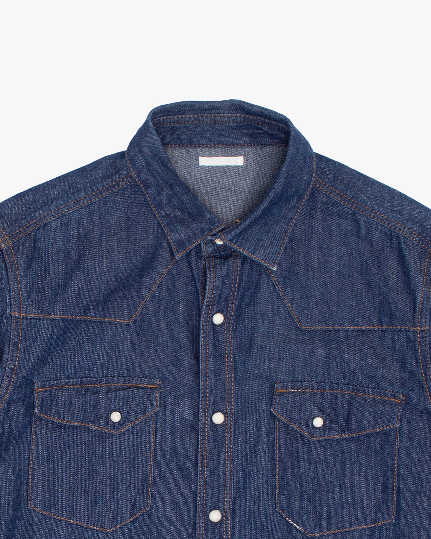 Japanese Repro Long-Sleeve Shirt, L, GU, Blue Denim