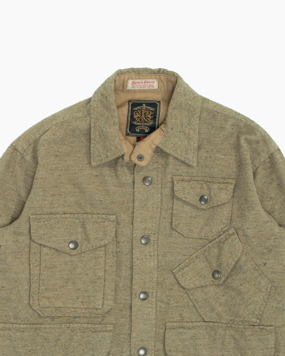 Japanese Repro Jacket, M, Gypsy &amp; Sons, Olive with Asymmetrical Pockets