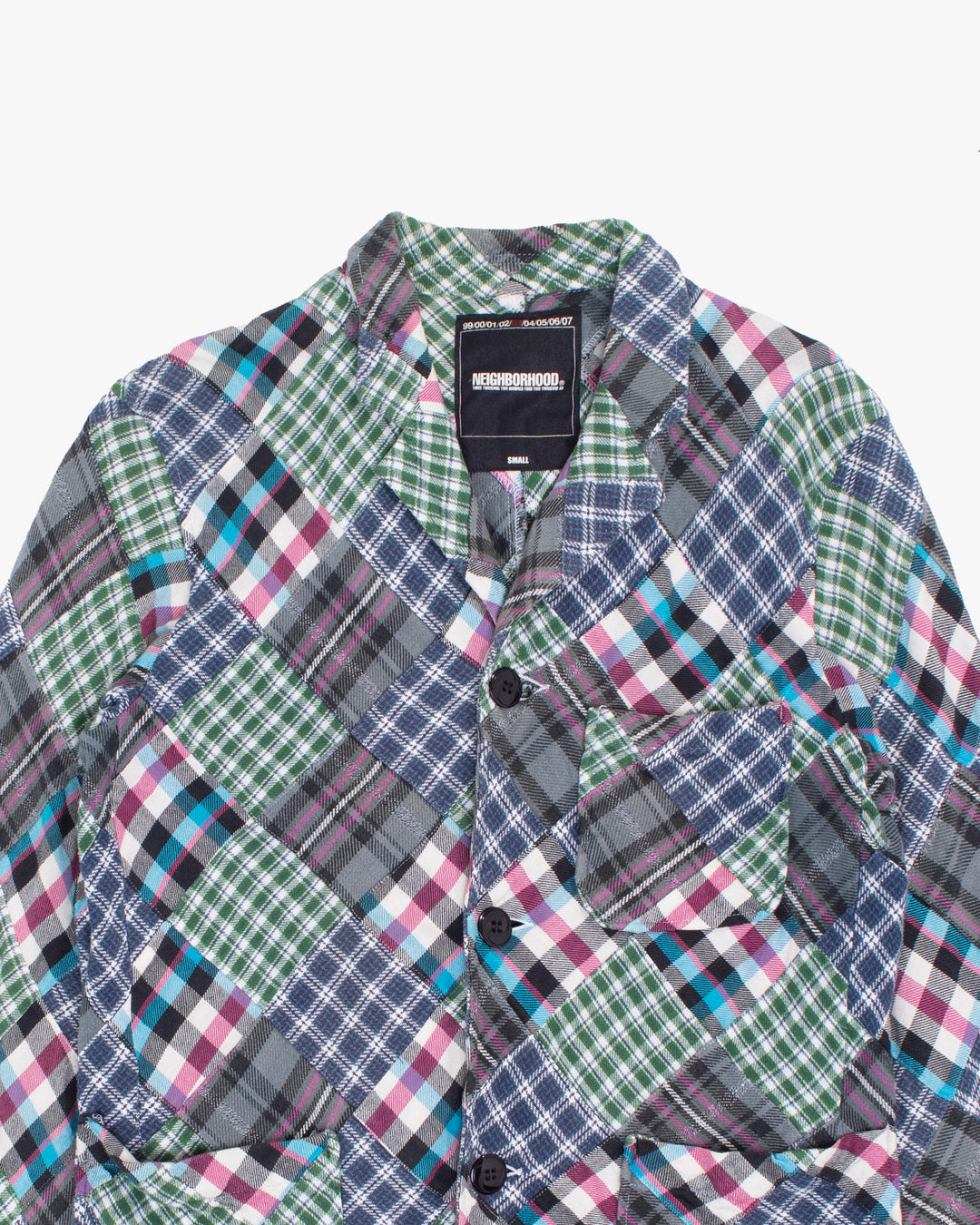 Japanese Repro Chore Coat, S, Neighborhood, Multicolor Patched Plaid