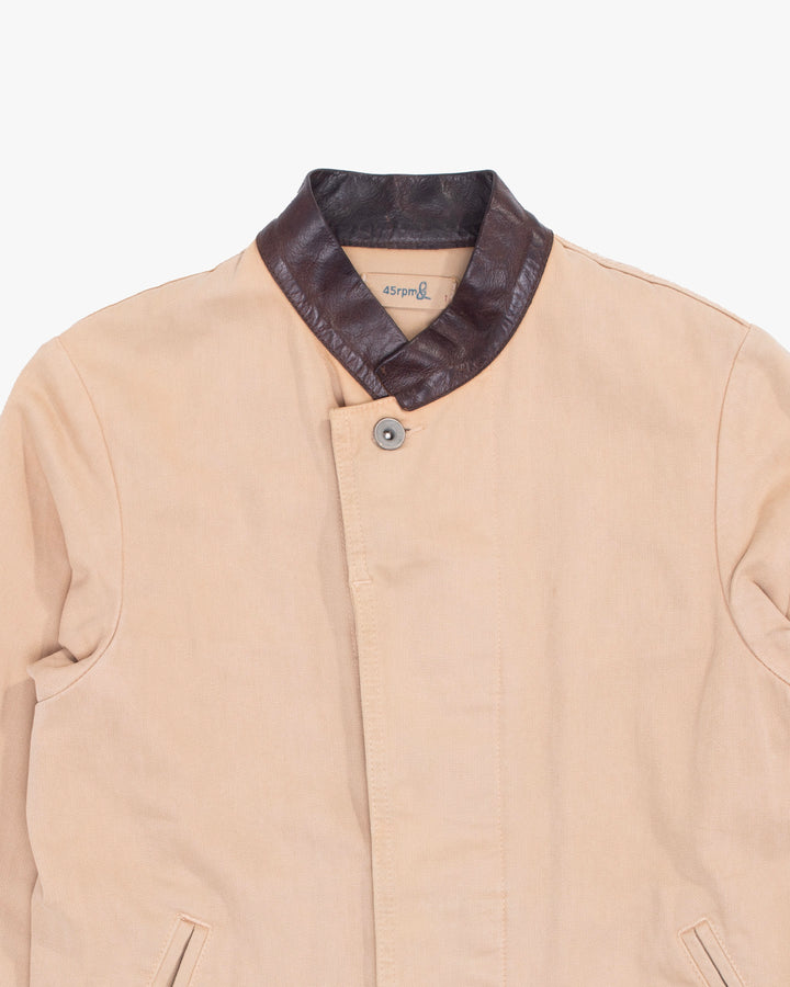 Japanese Repro Jacket, S, 45RPM, Tan with Brown Mandarin Collar