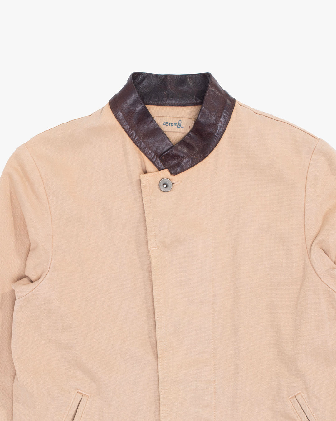 Japanese Repro Jacket, S, 45RPM, Tan with Brown Mandarin Collar