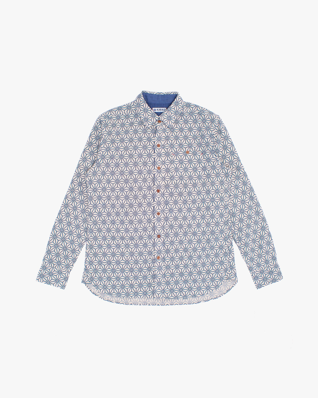 Kiriko Original Shirt, Long Sleeve Button-Up, White Asanoha
