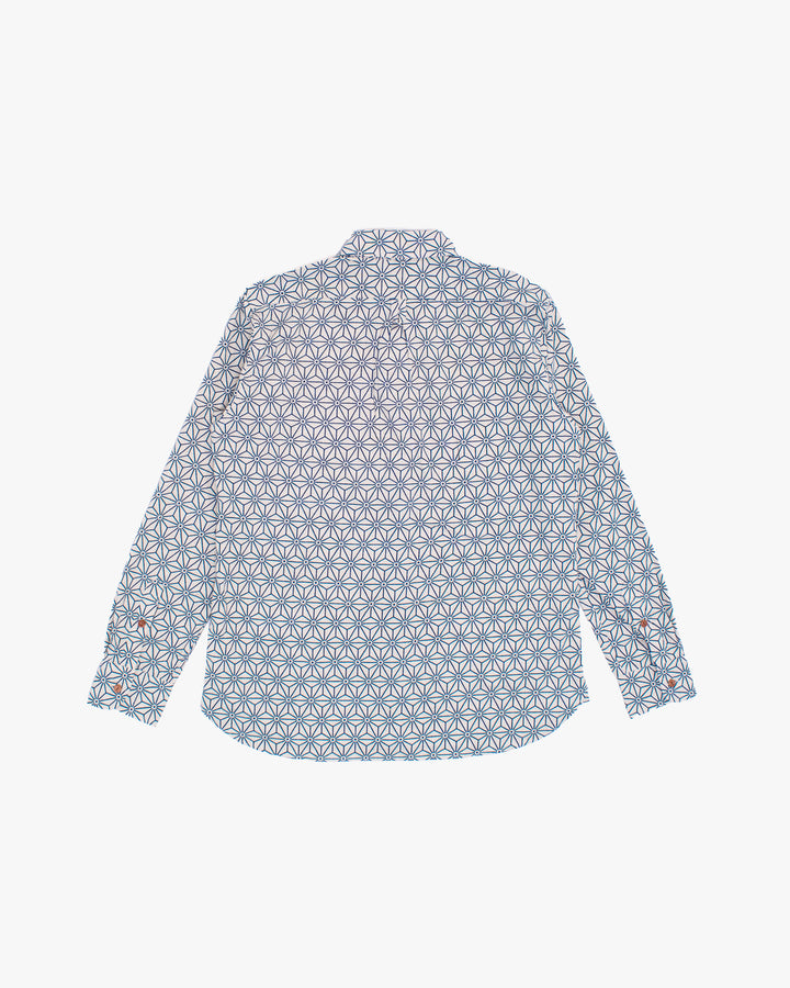 Kiriko Original Shirt, Long Sleeve Button-Up, White Asanoha