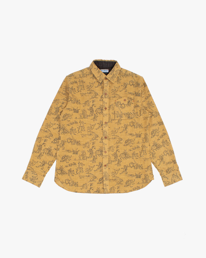 Kiriko Original Shirt, Long Sleeve Button-Up, Mustard Choju Giga