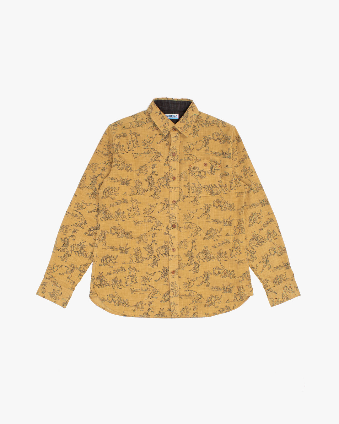 Kiriko Original Shirt, Long Sleeve Button-Up, Mustard Choju Giga