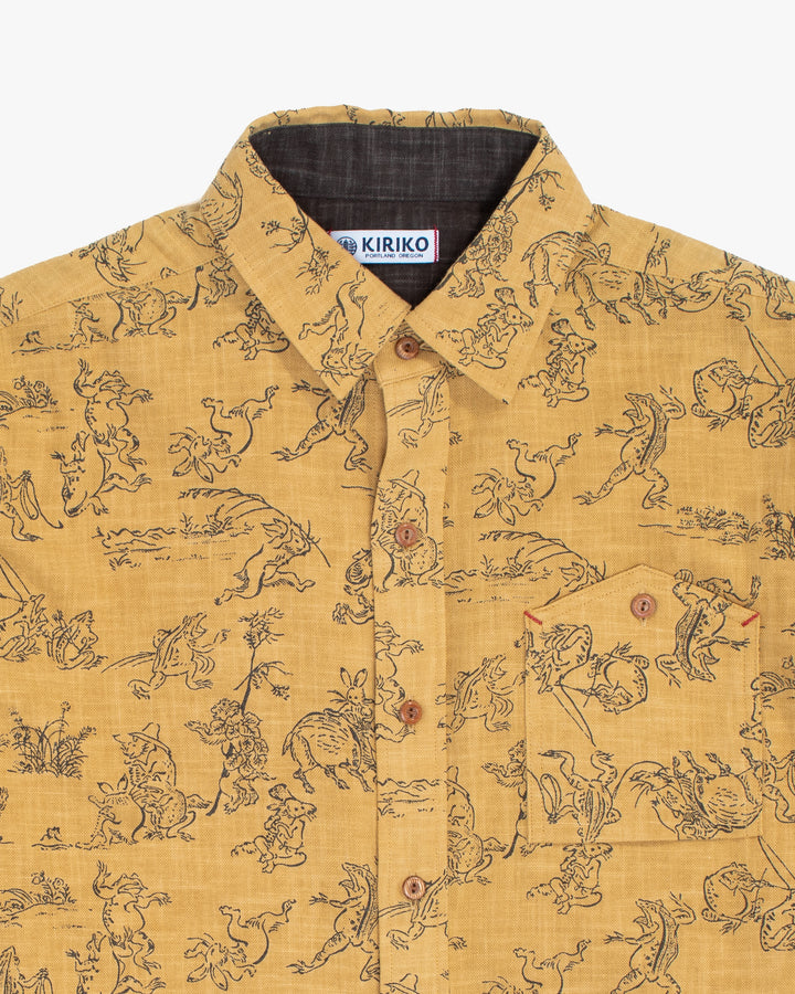 Kiriko Original Shirt, Long Sleeve Button-Up, Mustard Choju Giga
