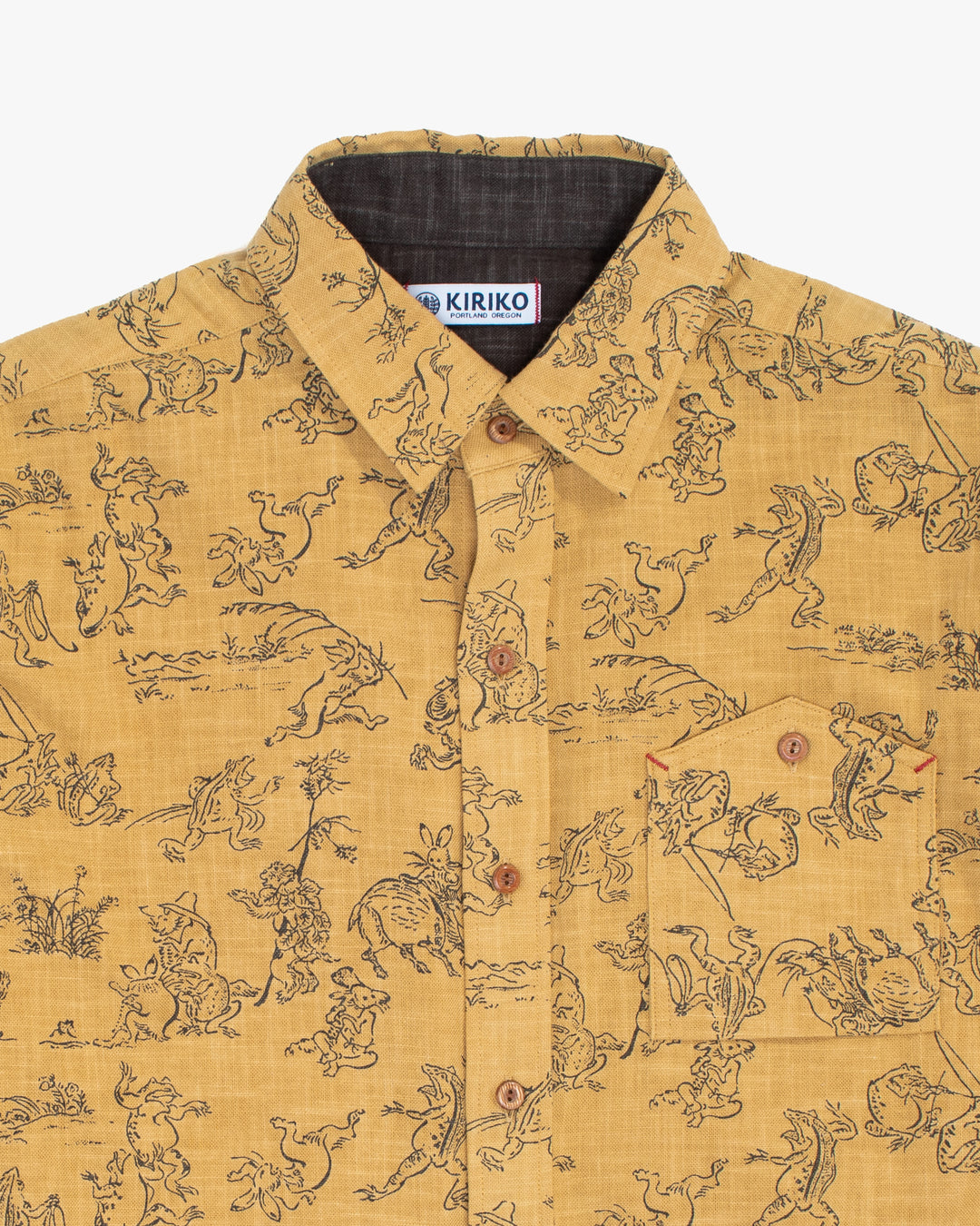 Kiriko Original Shirt, Long Sleeve Button-Up, Mustard Choju Giga