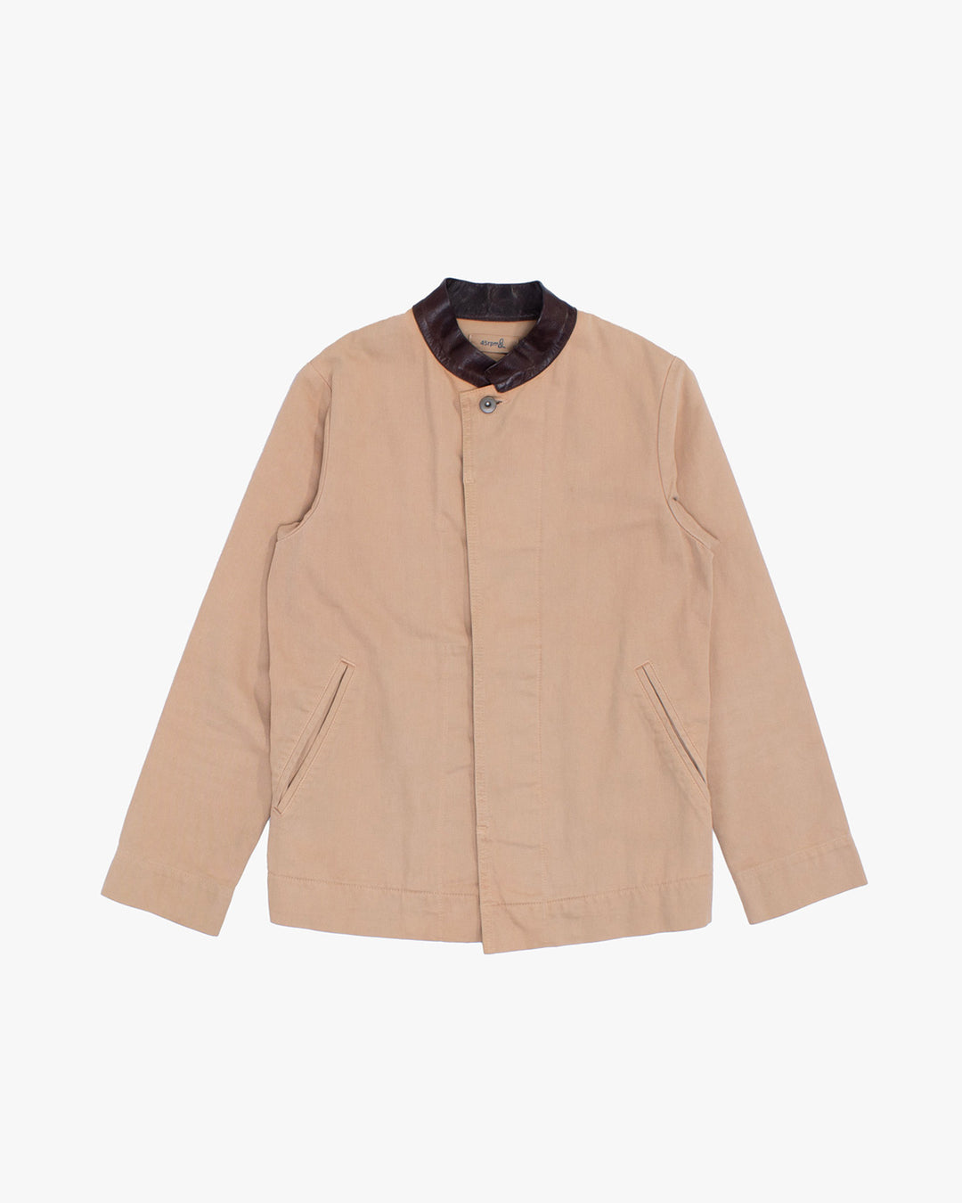 Japanese Repro Jacket, S, 45RPM, Tan with Brown Mandarin Collar