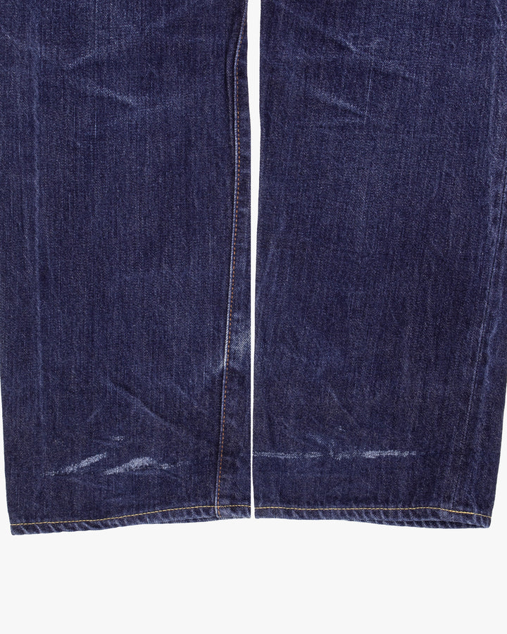 Japanese Repro Denim Jeans, 32, Coal Black, Medium Wash Blue