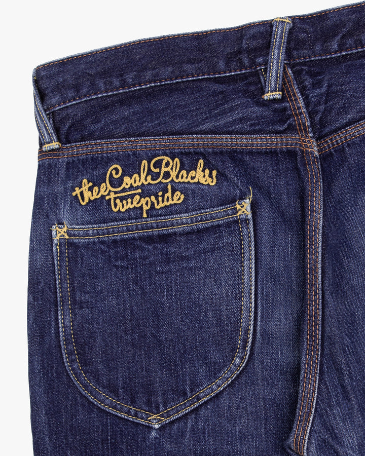Japanese Repro Denim Jeans, 32, Coal Black, Medium Wash Blue
