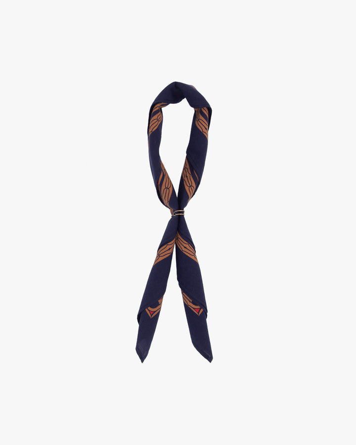 Kiriko Original Screen Printed, Custom-Dyed Bandana, Navy Ainu