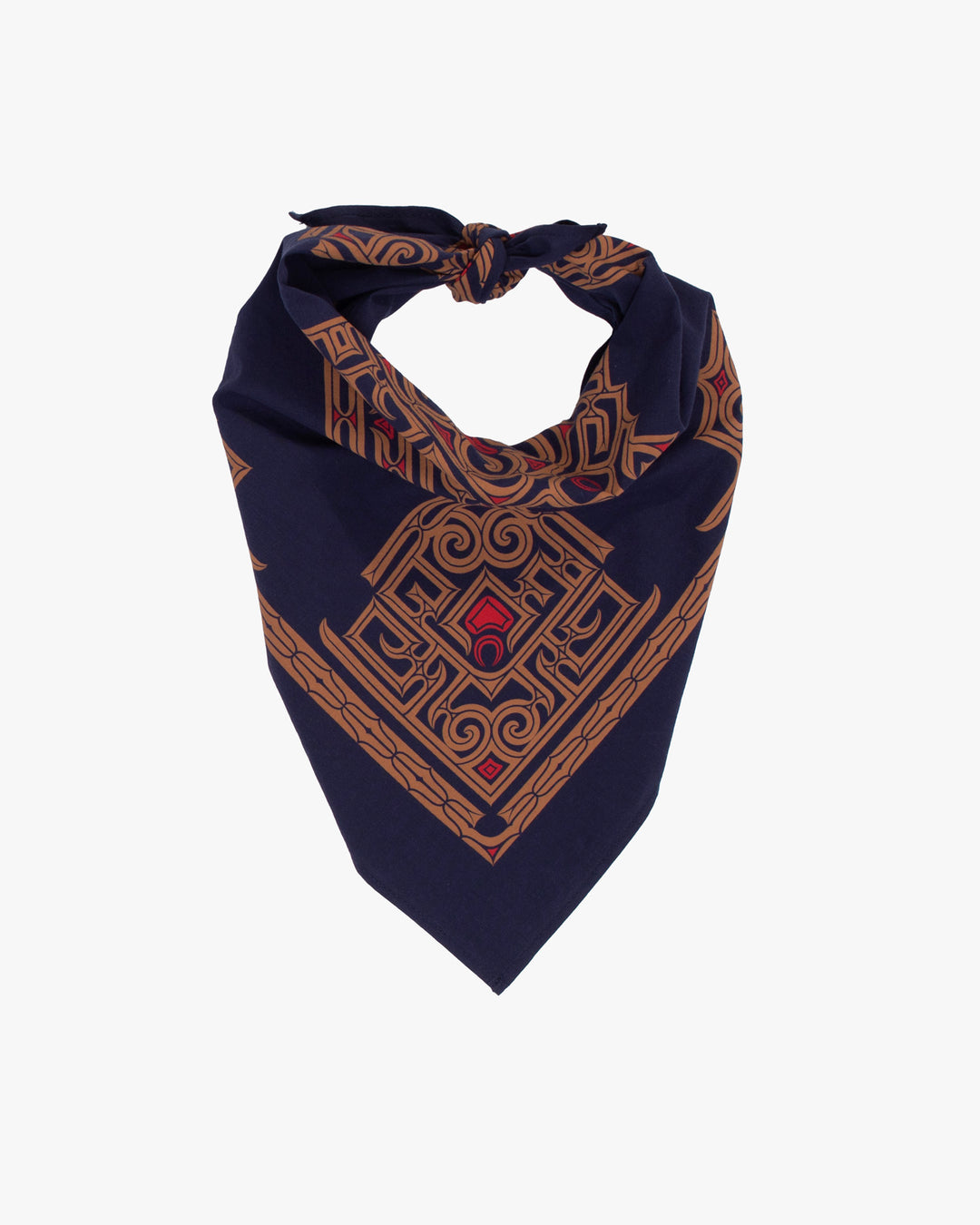 Kiriko Original Screen Printed, Custom-Dyed Bandana, Navy Ainu
