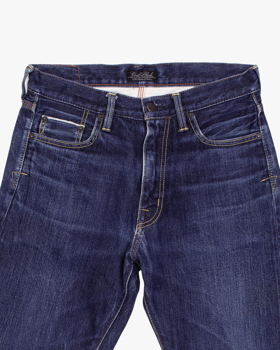 Japanese Repro Denim Jeans, 32, Coal Black, Medium Wash Blue