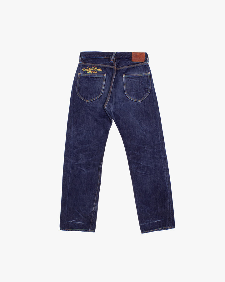 Japanese Repro Denim Jeans, 32, Coal Black, Medium Wash Blue