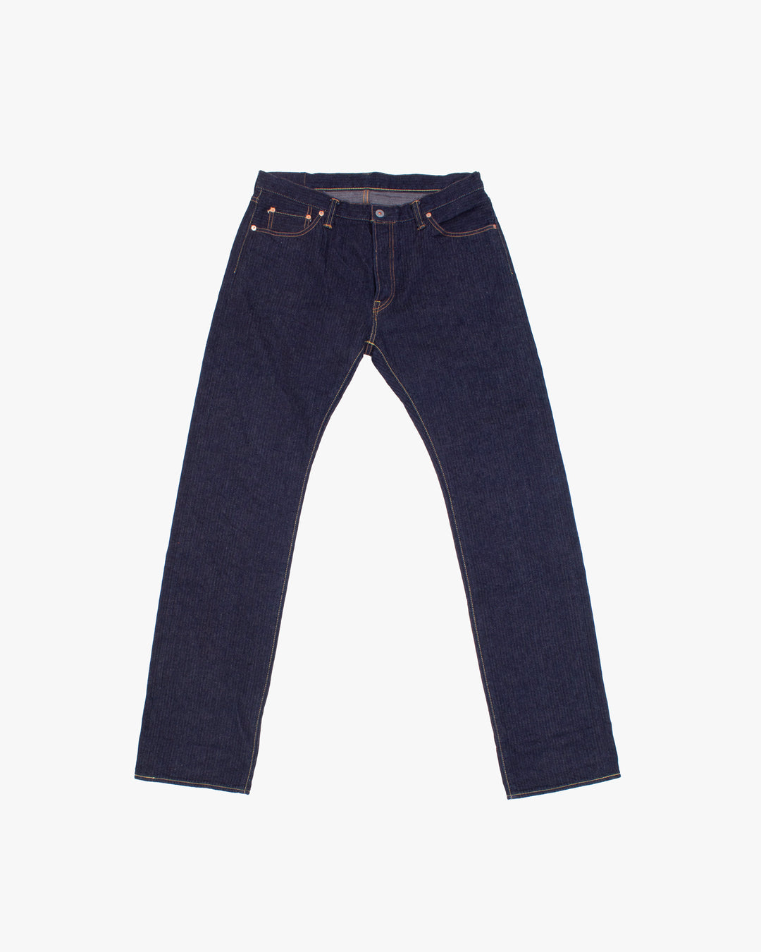 Japanese Repro Denim Jeans, 34, Graph Zero, Dark Wash Blue Stripe