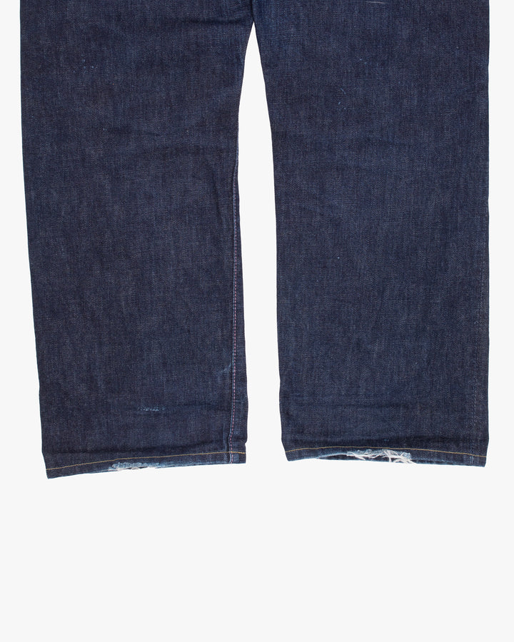 Japanese Repro Denim Jeans, 34, Momotaro Jeans, Dark Wash with Distressed Details