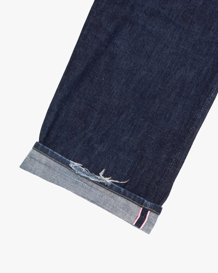 Japanese Repro Denim Jeans, 34, Momotaro Jeans, Dark Wash with Distressed Details