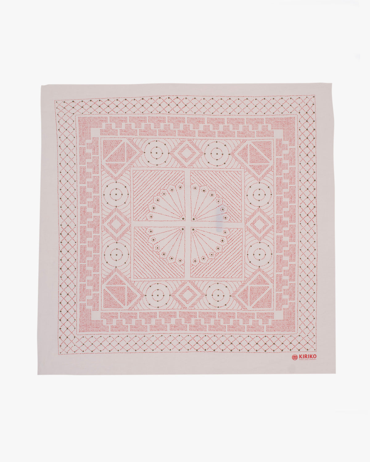 Kiriko Original Screen Printed, Custom-Dyed Bandana, Stone Pendant Circle