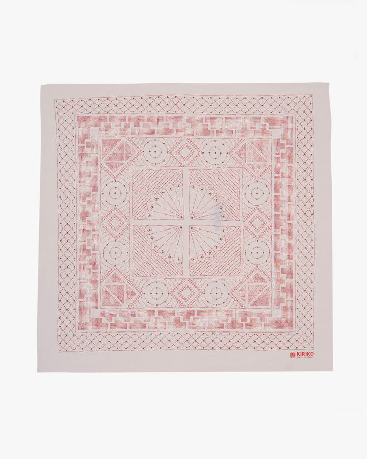 Kiriko Original Screen Printed, Custom-Dyed Bandana, Stone Pendant Circle