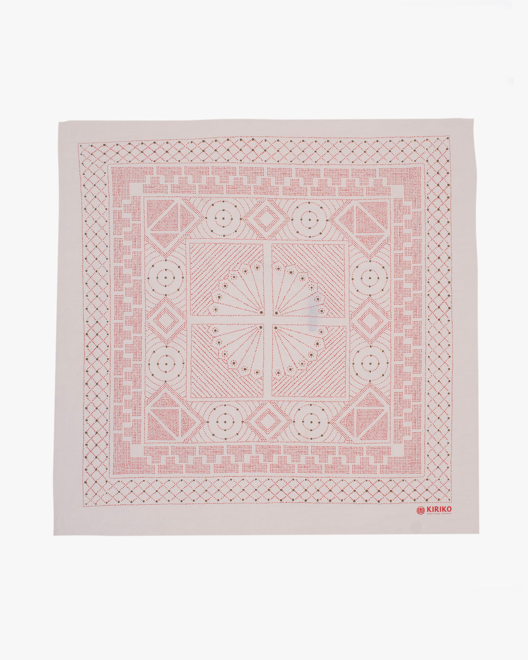 Kiriko Original Screen Printed, Custom-Dyed Bandana, Stone Pendant Circle