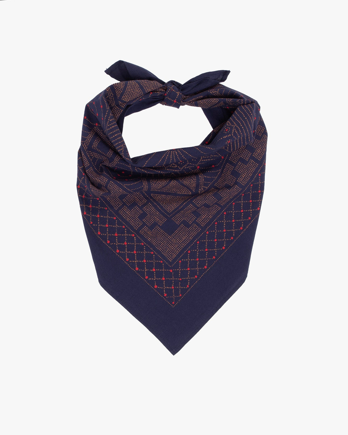 Kiriko Original Screen Printed, Custom-Dyed Bandana, Navy Pendant Circle