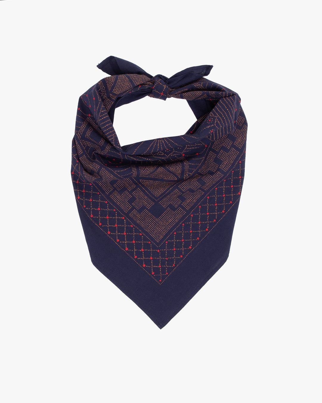 Kiriko Original Screen Printed, Custom-Dyed Bandana, Navy Pendant Circle