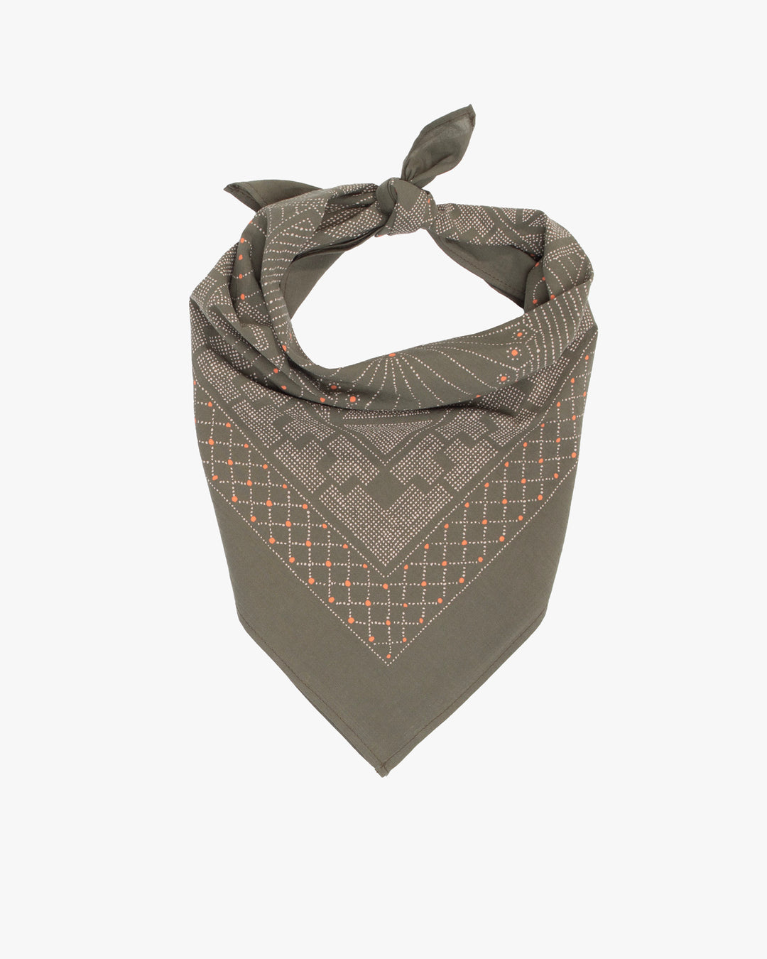 Kiriko Original Screen Printed, Custom-Dyed Bandana, Green Pendant Circle