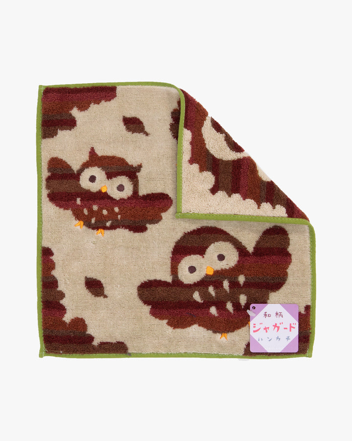 Kurochiku, Two-Sided Jacquard Handkerchief, Owl