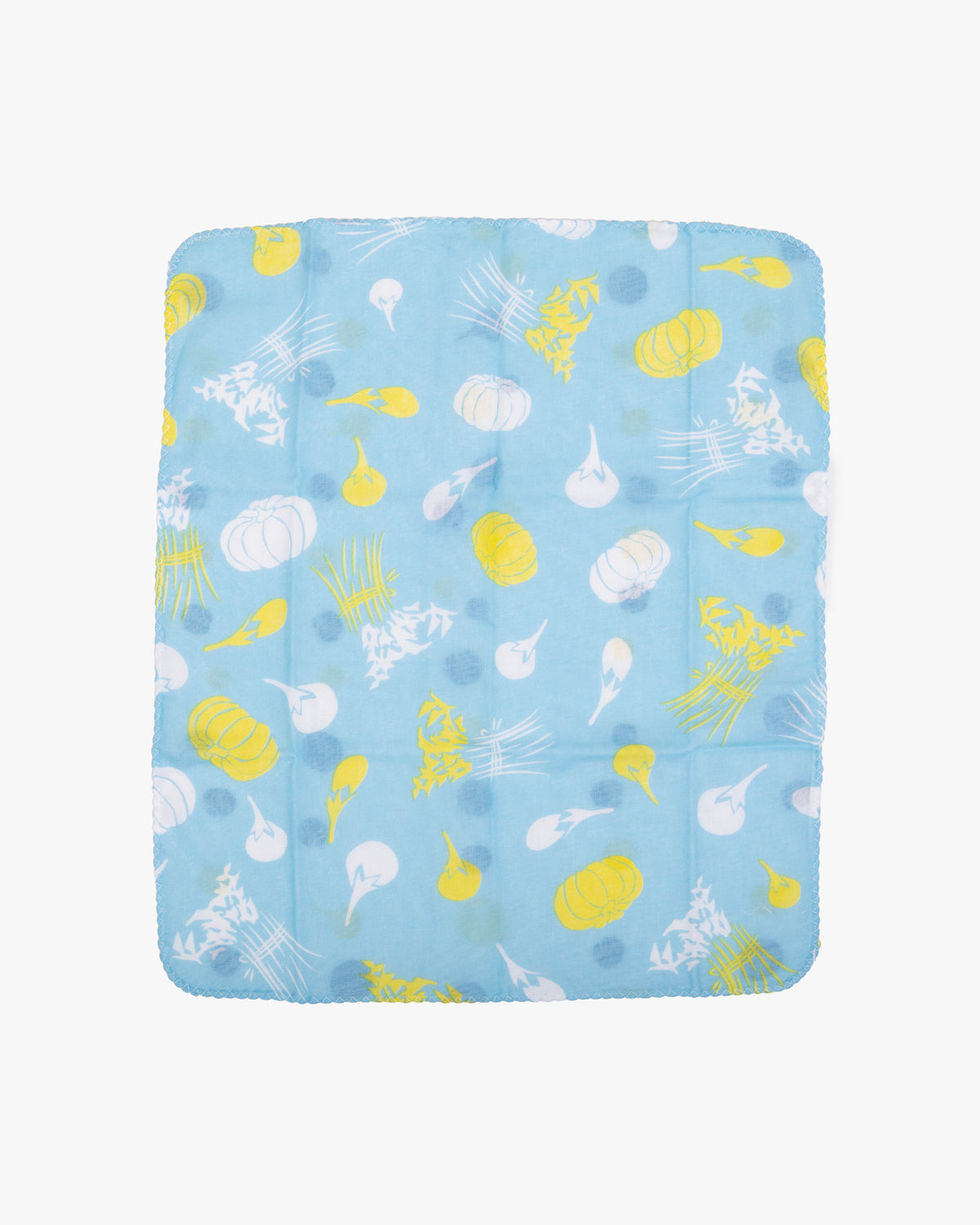Kurochiku, Two-Sided Cotton Handkerchief, Blue with Pumpkins