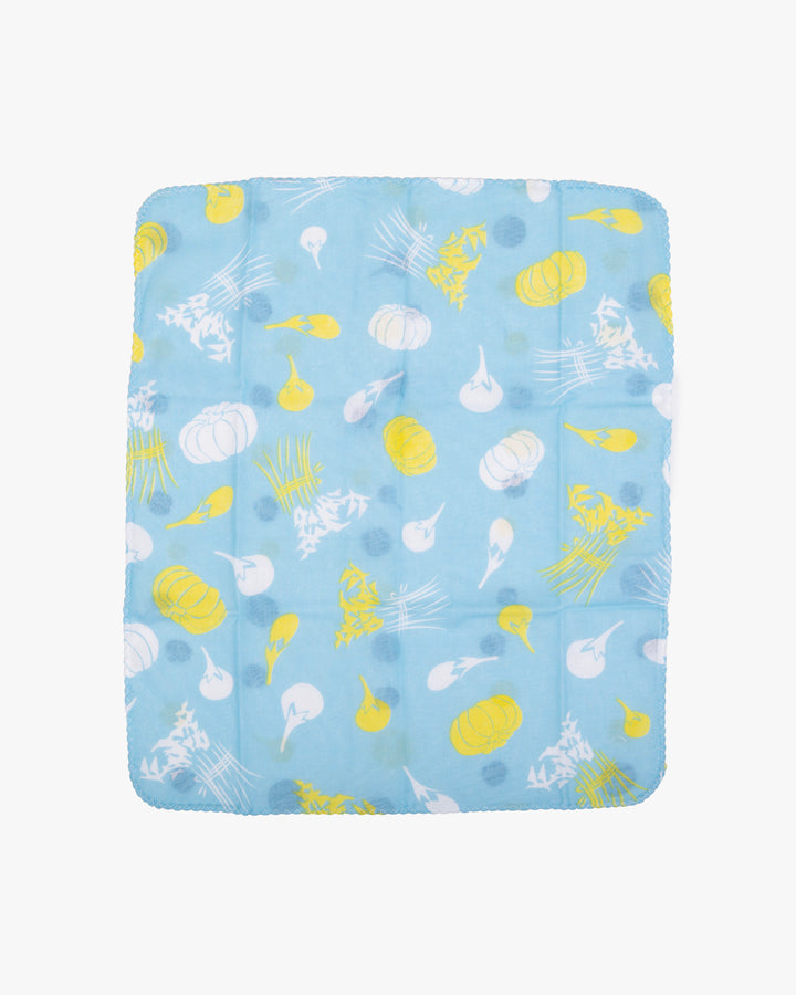 Kurochiku, Two-Sided Cotton Handkerchief, Blue with Pumpkins