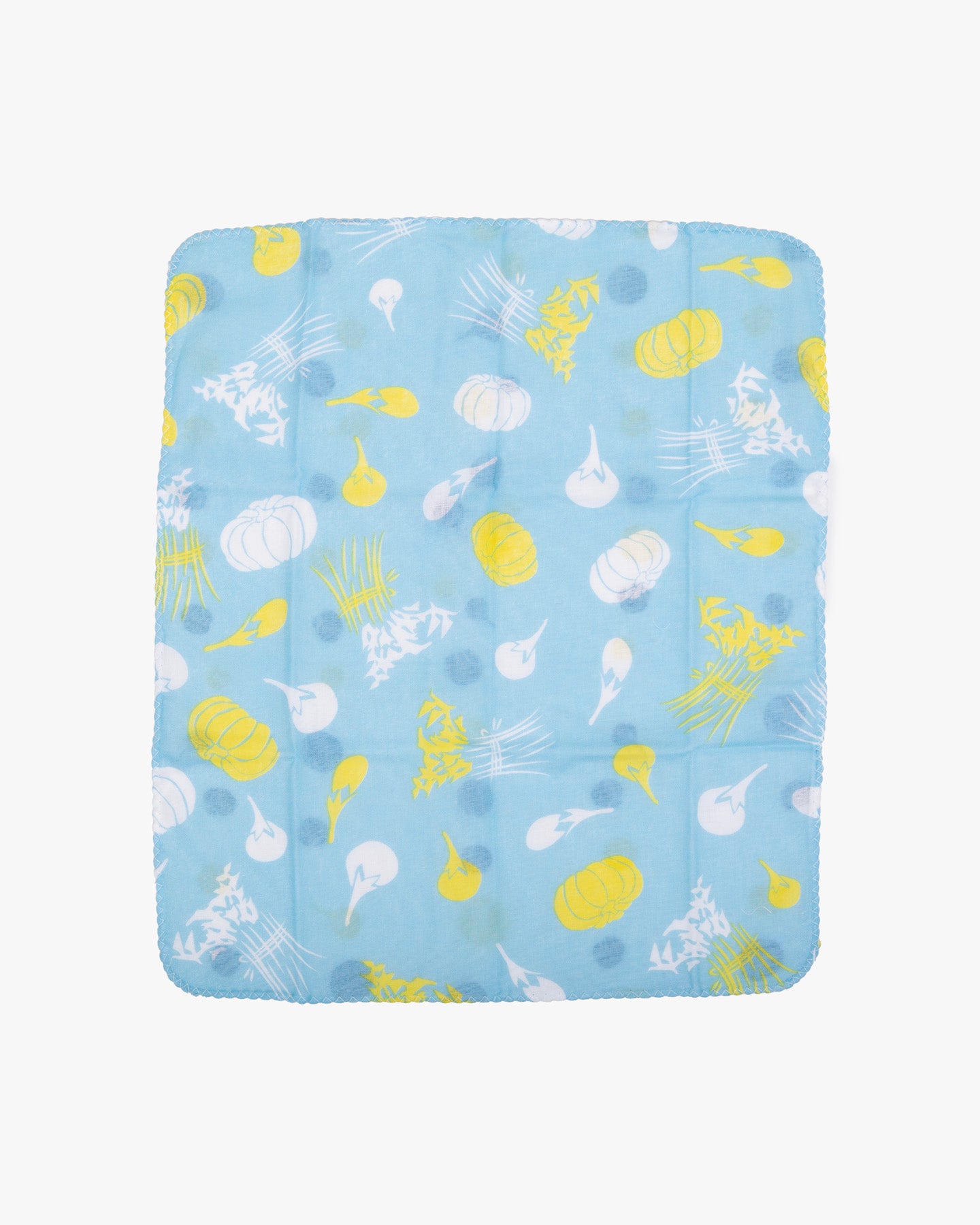 Kurochiku, Two-Sided Cotton Handkerchief, Blue with Pumpkins
