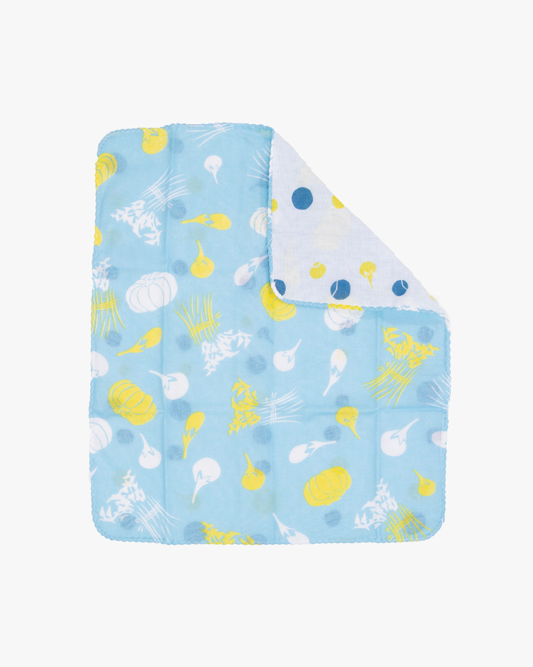 Kurochiku, Two-Sided Cotton Handkerchief, Blue with Pumpkins