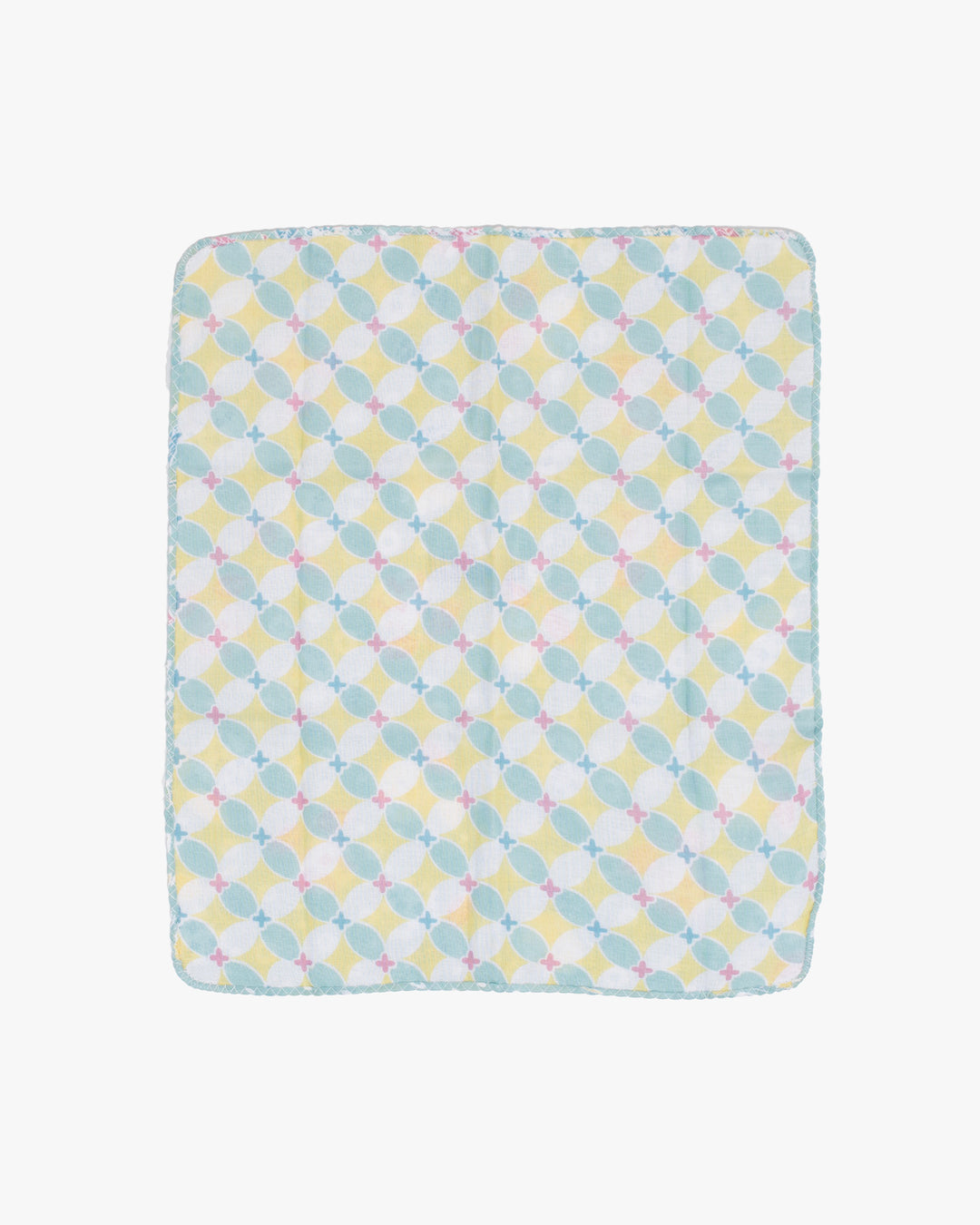 Kurochiku, Two-Sided Cotton Handkerchief, Blue with Flowers and Leaves
