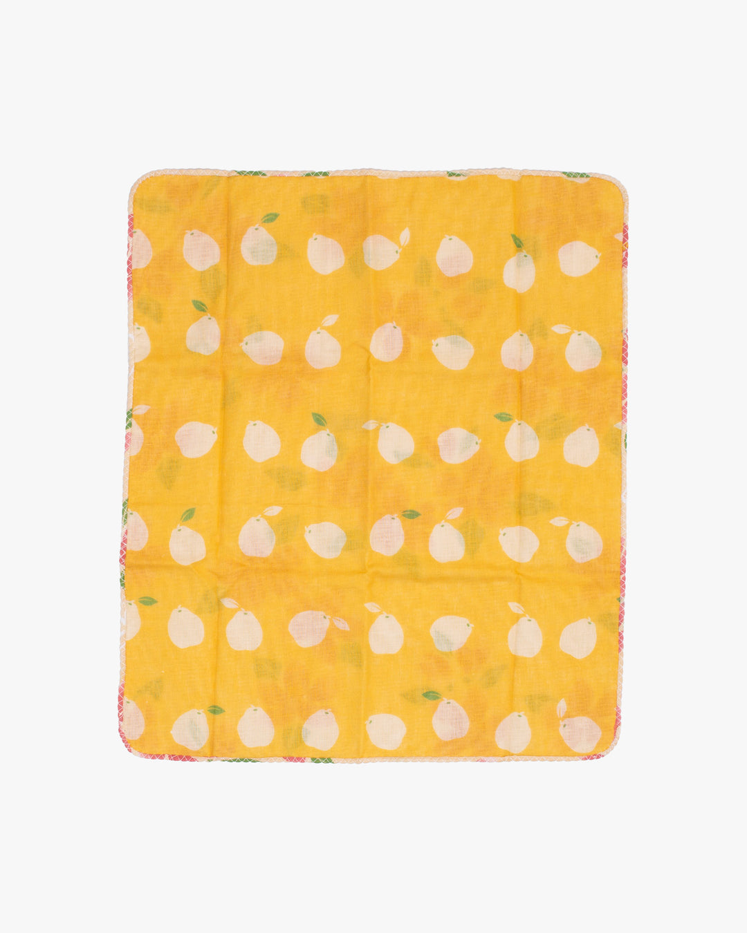 Kurochiku, Two-Sided Cotton Handkerchief, Yellow with Pink and White Flowers