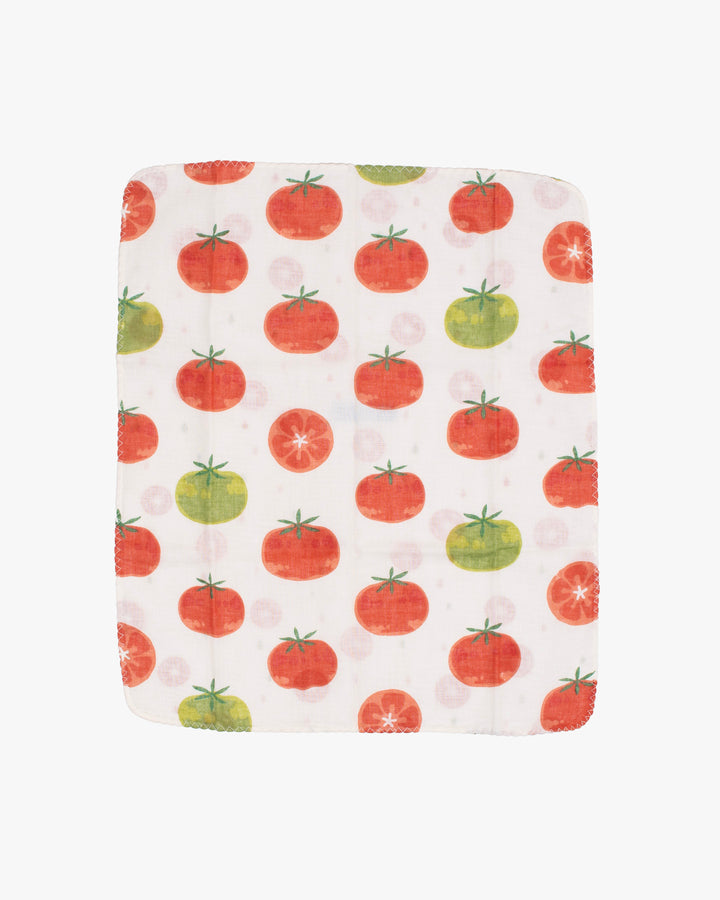 Kurochiku, Two-Sided Cotton Handkerchief, White with Tomato