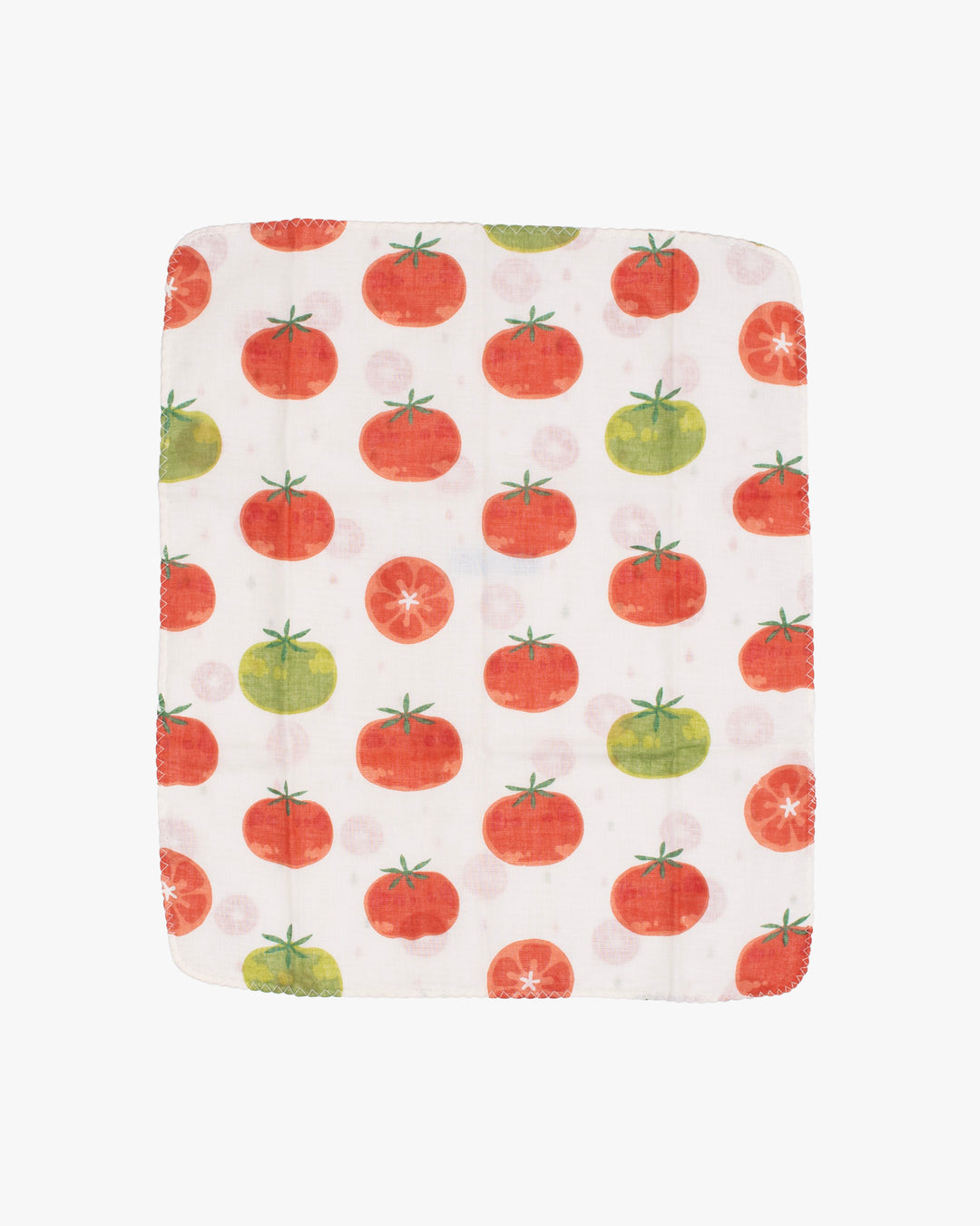 Kurochiku, Two-Sided Cotton Handkerchief, White with Tomato