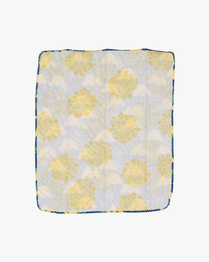 Kurochiku, Two-Sided Cotton Handkerchief, Blue with Yellow Flowers