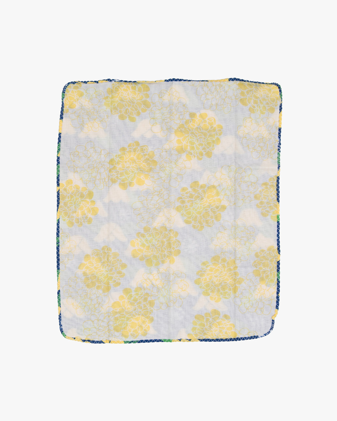 Kurochiku, Two-Sided Cotton Handkerchief, Blue with Yellow Flowers