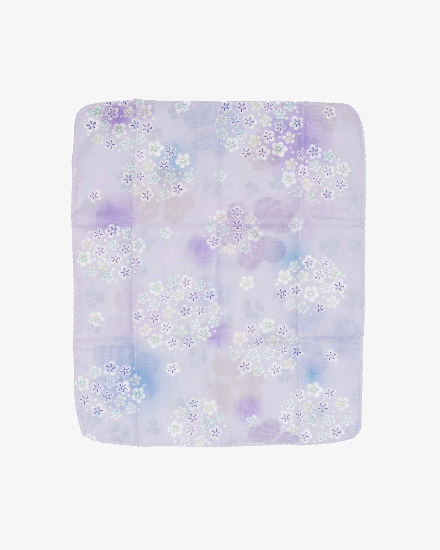 Kurochiku, Two-Sided Cotton Handkerchief,Purple with White Flowers