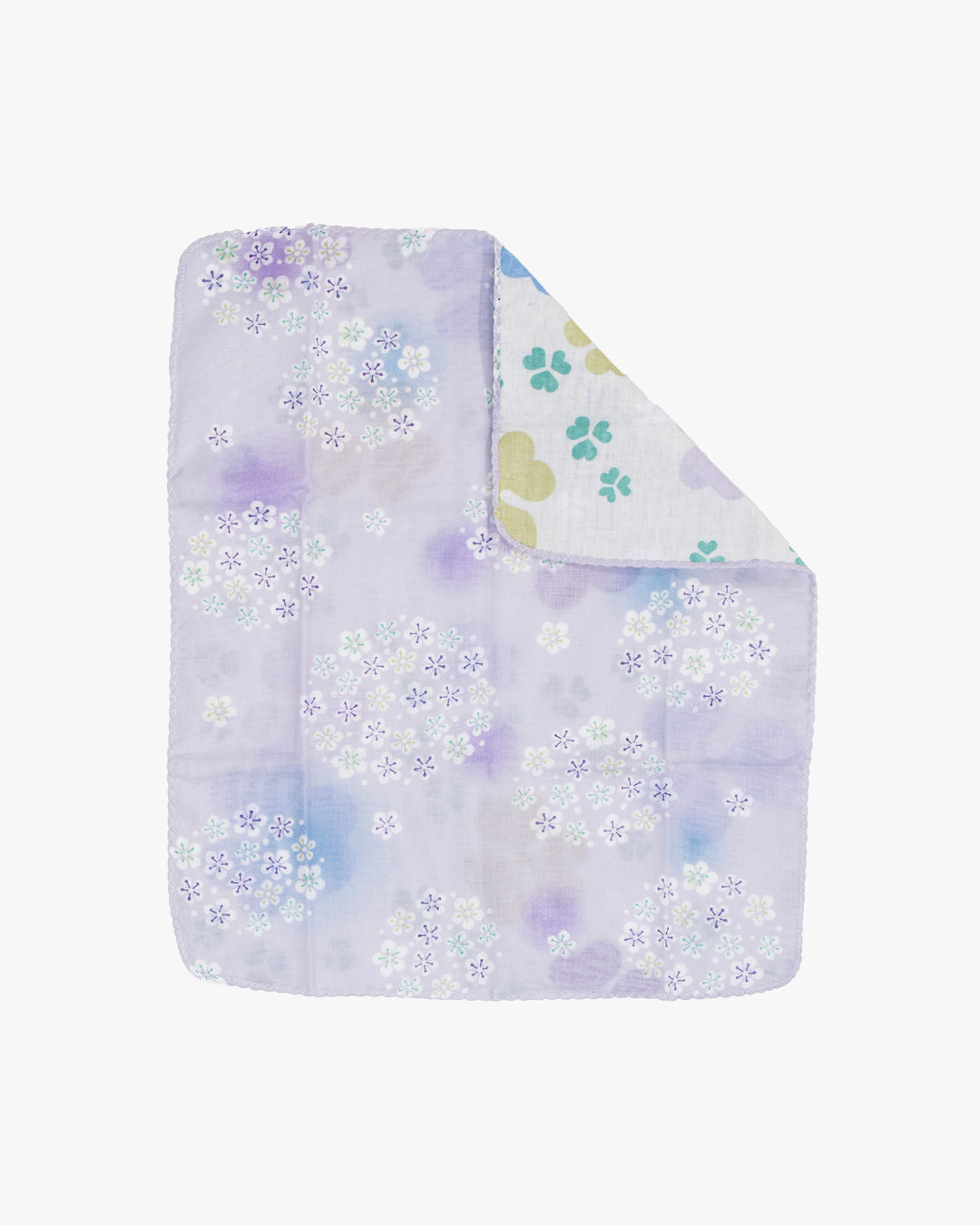 Kurochiku, Two-Sided Cotton Handkerchief,Purple with White Flowers
