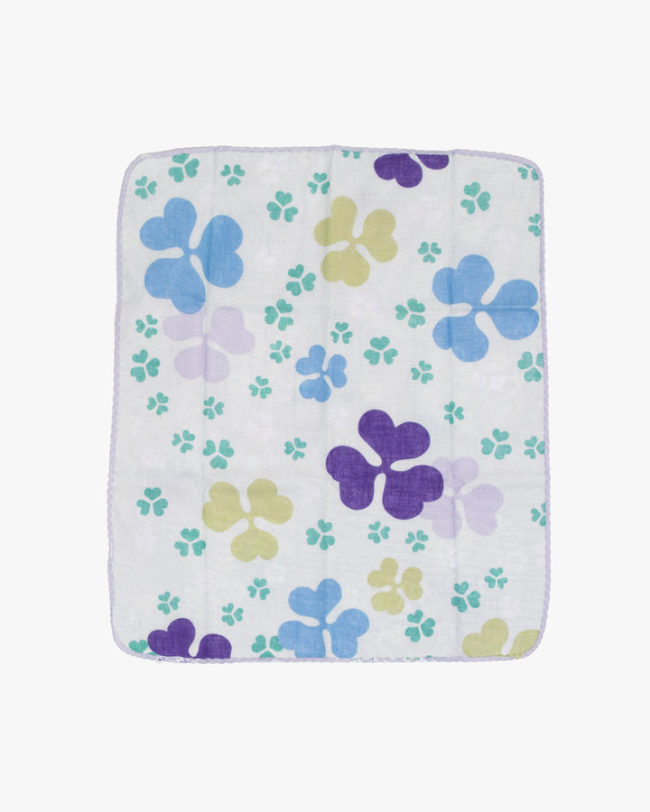 Kurochiku, Two-Sided Cotton Handkerchief,Purple with White Flowers