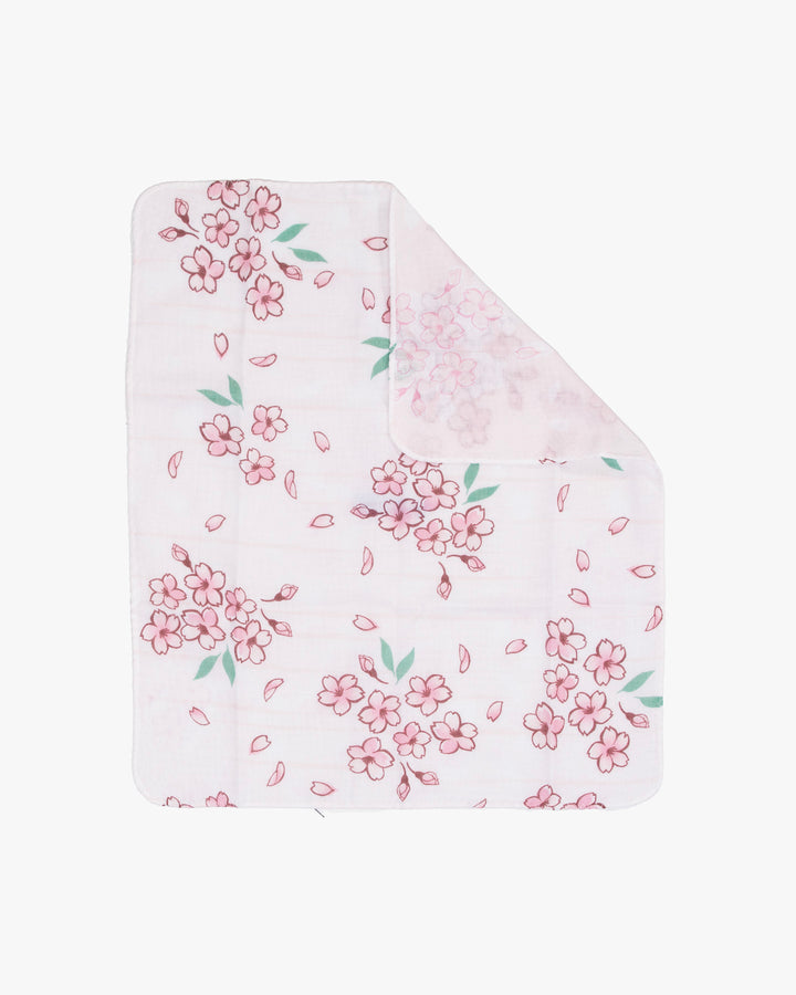 Kurochiku, Two-Sided Cotton Handkerchief, White with Sakura