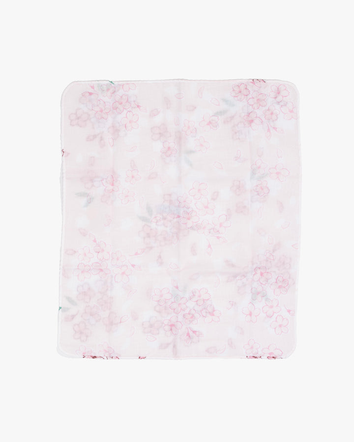 Kurochiku, Two-Sided Cotton Handkerchief, White with Sakura