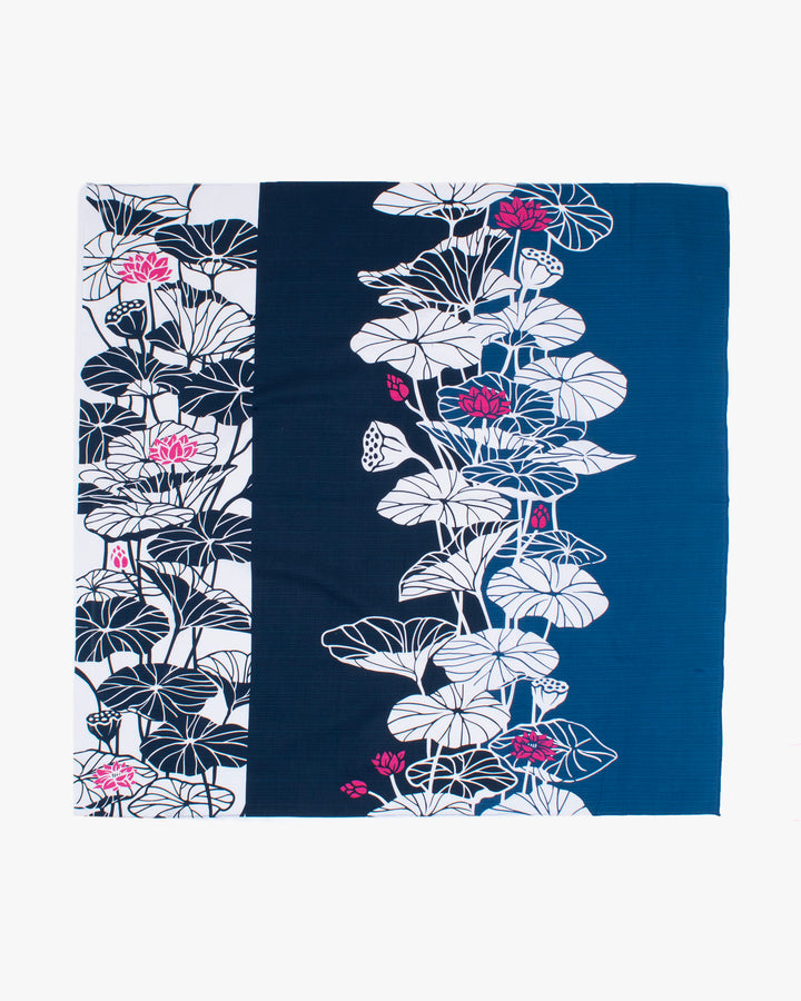Modern Furoshiki, Nassen, Navy and Magenta Hasunohana