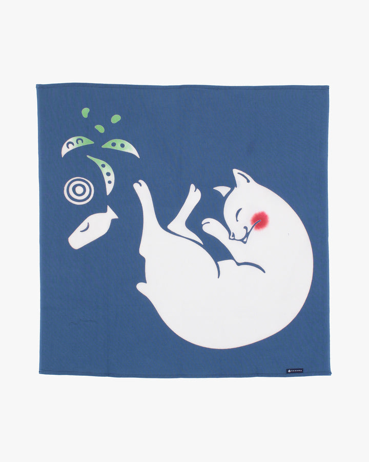 Japanese Handkerchief, Double Gauze, Reversible, Tipsy Cat
