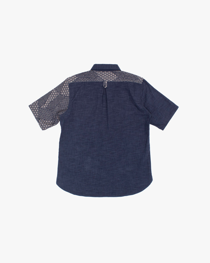 Kiriko Original Button-Up Shirt, Short Sleeve, Indigo Split Small Multi