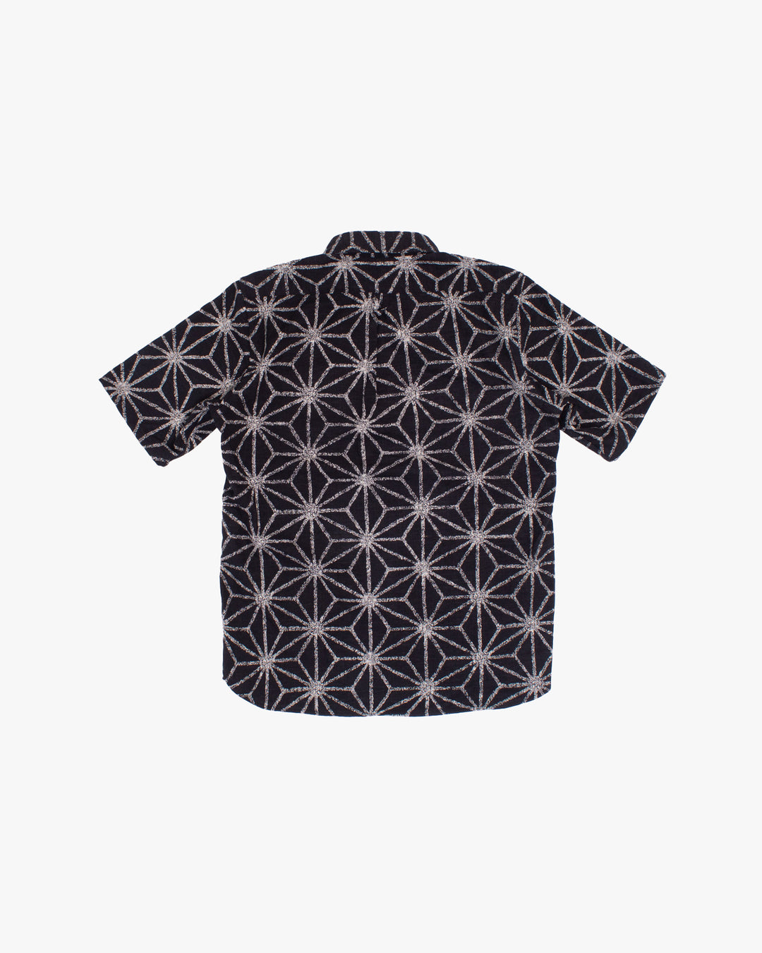 Kiriko Original Button-Up Shirt, Short Sleeve, Black Asanoha